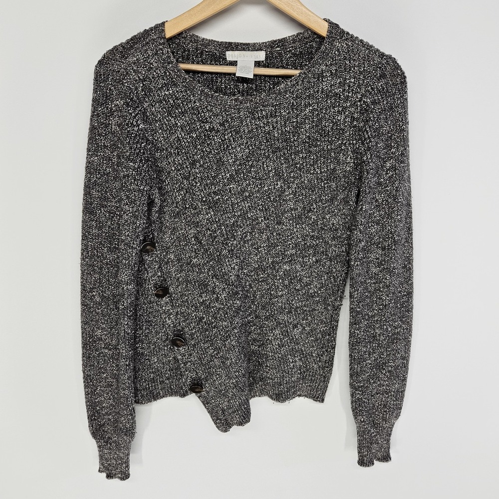 Design‎ History Sweater Small Gray Asymmetric Hem Button Detail Knit Pullover